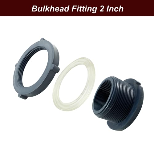 Image of 1pc 2 Inch NPT2 PVC Bulkhead Fitting | Plastic Water Tank Connector, Threaded Thru-Bulk Pipe Fittings, For Rain Barrels, Aquariums, Ponds, Pools