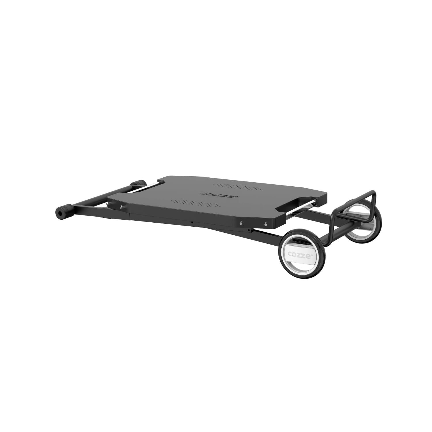 cozze® Outdoor Beistelltisch mit Rollen, Schwarz | Praktischer Tisch Außen Klappbar | Handlicher Garten Grill beistellwagen | Rollbarer Grillwagen Outdoor