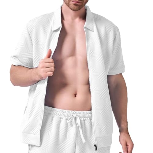 Men's Summer Jacquard Vest Casual Slim Fit Sleeveless Outerwear Lightweight Breathable Pullover for Daily (White, XXXL)