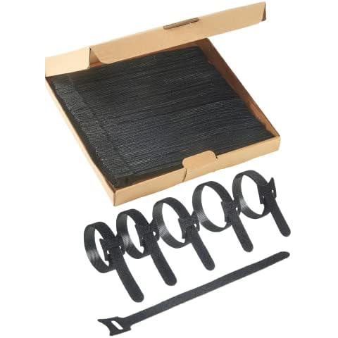 Haus Projekt Black 150x12mm 100pcs Self Gripping Premium Reusable Cable Ties, Multi-Purpose Pre-Cut Adjustable Straps for Cable Management, Indoor and Outdoor, Wires, Home, Office, Classroom, Garden Cover