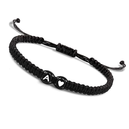 Btysun Initial Bracelets for Women Teen Gifts Trendy Stuff Best Friend Birthday Gifts Graduation Adjustable Letter A-Z Braided Bracelets Heart Link Sister Daughter Mother's Day Mom Female Christmas Jewelry