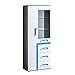 Produktbild Mirjan24 Vitrine Apetito AP15, Standvitrine, Vitrinenschrank, Glasvitrine, Hochschrank (Anthrazit/Weiß + Türkis)