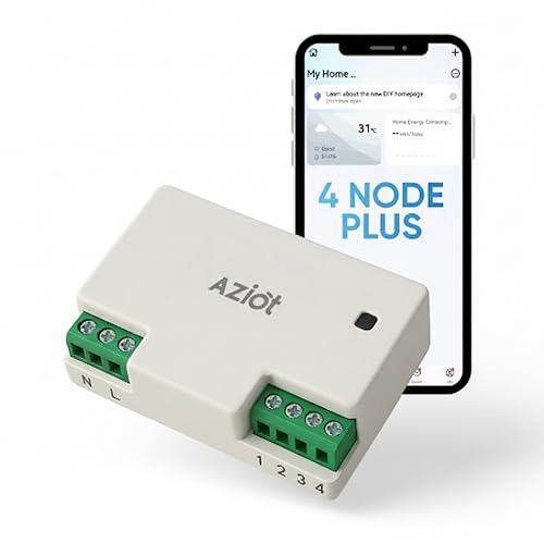 Image of AZIOT 4 Node Plus Smart Switch (1 x 16A Load) | WiFi + Bluetooth | Voice Control | Timer Function | Made in India | Compatible with Alexa & Google Assistant