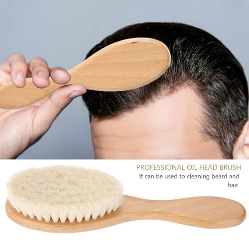 Goat Hair Beard Brush, Retro Oil Head Barber Brush Face Hair Duster Cleaning Brush with Handle for Professional Salon and Home - Image 2