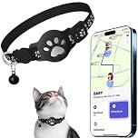 Collar GPS de gato rastreador, collar de rastreo GPS para gatos y perros, sin suscripción y SIM, compatible con iOS/Android/HarmonyOS, IPX5 resistente a salpicaduras (Android, negro)