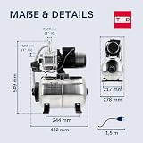 T.I.P. Hauswasserwerk HWW 4500 INOX aus Edelstahl mit 1200 W Leistung I 4350 l/h Fördermenge bis 50 m Höhe I 5 bar Druck mit Manometer I 22 L Kessel I robust, korrosionsfrei, sicher mit Überlastschutz