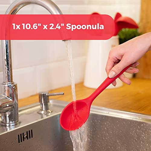 Starpack Basic Silicone Spoon For Cooking - Dishwasher Safe Mixing Spoon For Baking - Rubber Spoon With Heat Resistance Up To 480°F - Hygienic Mixing Spoon For Cooking & Serving (Cherry Red) #TOP3