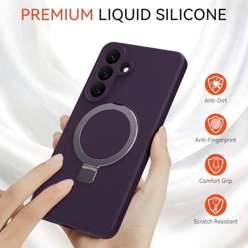 Vanxiliiy for Galaxy S26 Case with Stand, Slim Liquid Silicone Phone Cases for Samsung Galaxy S26 Compatible with MagSafe, Full Camera Protection Magnetic Kickstand Case for Samsung S26, Dark Purple by Vanxiliiy - Used condition - Image 5