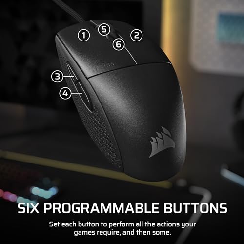 Image of Corsair M55 Wired Lightweight FPS Gaming Mouse - 16,000 DPI - Six Programmable Buttons - Textured Side Grips - Black