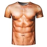 Goodstoworld Men's 3D T-Shirts Fake Muscles 6 Pack Abs Tshirt Printed Ugly Costume Mens Women...