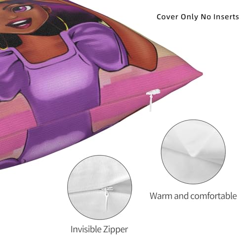 Dudietry African American Afro Woman With Purple Hai Case (No Insert Include) Double Side Design Bolster Pillowcase,For Car,Cushion Couch,Sofa,Bed Cover Home Decorative Cushion Cover 18X18Inch thumb #4