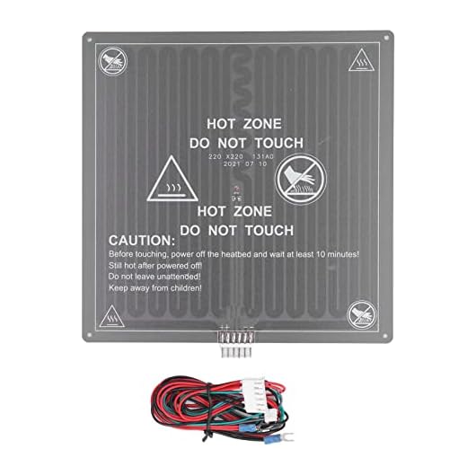 Impresora 3D de 214mm/8,43 pulgadas, 12V120WU, placa de cama caliente, accesorios de impresora 3D, reemplazo de alfombrilla calentada de aluminio con cable para Anet A8 A6