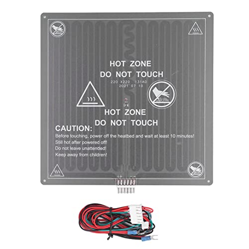 3D Printer Heated Bed Platform, 3D Printer Build Heated Bed Cover 12V Aluminum Heated Mat Replacement with Wire 3D Print
