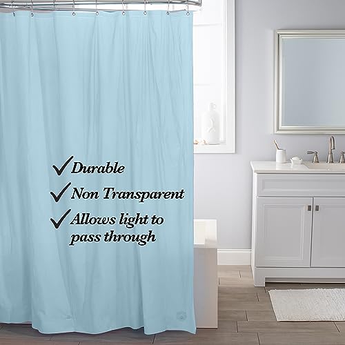 Bath Bliss Heavy Shower Curtain Liner, 12 Rust Resistant Metal Grommets, 3 Weighted Magnet Hem, Blue #TOP5