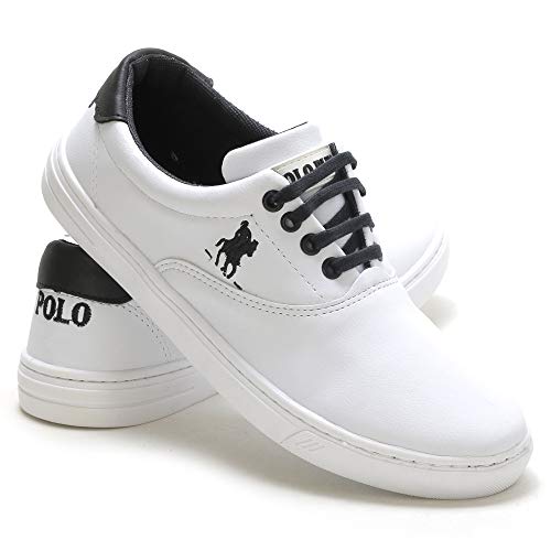 Kit Tênis Casual Polo Sapatênis Masculino Almofadado + Boné Cor:Branco,Tamanho:41