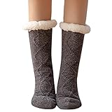 Weihnachten Geschenke Socken Fuzzy-Socken für Damen, flauschige, gemütliche Hütte, warmer Winter, weich, dick, bequem, Fleece, rutschfest Business Herren Socken (Dark Gray-3, One Size)