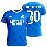 ✅ RÉPLICA OFICIAL PERSONALIZADA 25/26: Camiseta azul Real Madrid con nombre Mastantuono y dorsal 30 como en la tercera equipación
