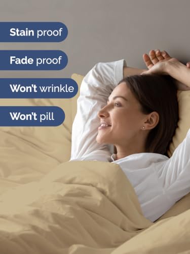 Image of Duvet Cover Oversized Queen Size - 3 Piece with Zipper Closure - Beige