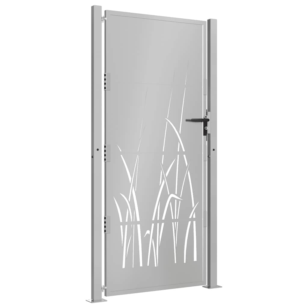 vidaXL Cancello da Giardino 100x200 cm in Acciaio Corten Design Erba, cancello, cancello in acciaio, cancello da esterno, cancello di sicurezza