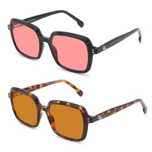 Image of Oversized Blue Light Blocking Glasses for Women and Men, Square Frame Computer Gaming Glasses Anti Glare & UV RF6215