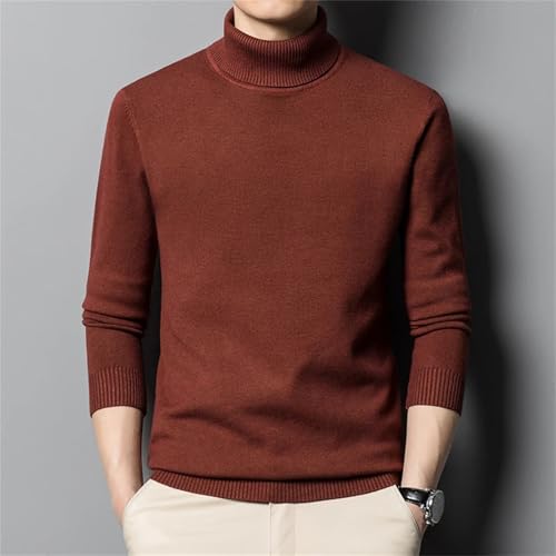 Men's Winter Turtleneck Sweater - Solid Color Knit Tight Warm Casual Bottom Pullover Top4
