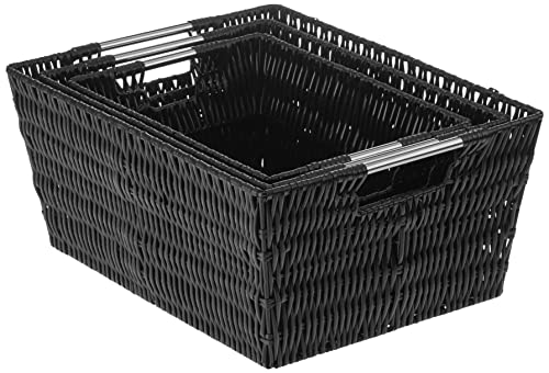 Image of Whitmor Rattique Storage Baskets - Black - (3 Piece Set)