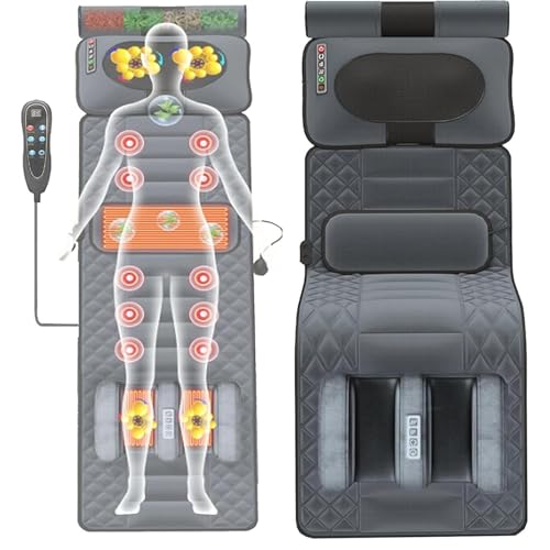 Genérico Colchoneta de Masaje para Cuerpo Completo – Masaje Shiatsu Desmontable,colchón de Masaje con compresa Caliente Lumbar con 9 Modos, cojín Calefactor Plegable para alivi
