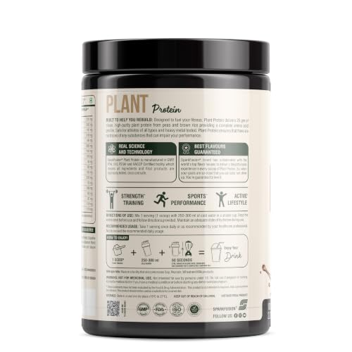Image of Sparkfusion Plant Protein Powder Isolated Pea & Brown Rice Protein 25 gm Protein Easy To Digest Triple|Chocolate Flavour 1 kg