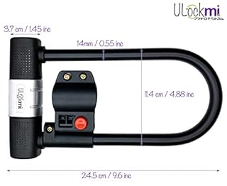 Ulockmi TWOFOLD Bike U Lock, 14mm Hardened Steel, Sold Secure Pedal Cycle Gold Certified, Double Bolt Shackle, 3 Coded Keys, Cable and Frame Mount (Silver Cover)