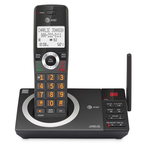 Image of AT&T DECT 6.0 Cordless Expandable Home Phone with Large Display and Big Buttons, Answering Machine, Smart Call Blocker, Extended Range, Caller ID, Speakerphone, Intercom: CL82118 (Charcoal Black)