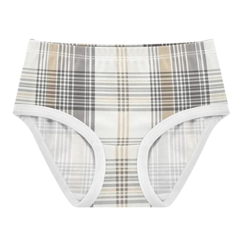 Gray Plaid Pattern Girls' Hipster Triangle Panties Briefs Underwear for Toddler in Sizes 2T,3T, 4T, 5T, 6Y and 8Y