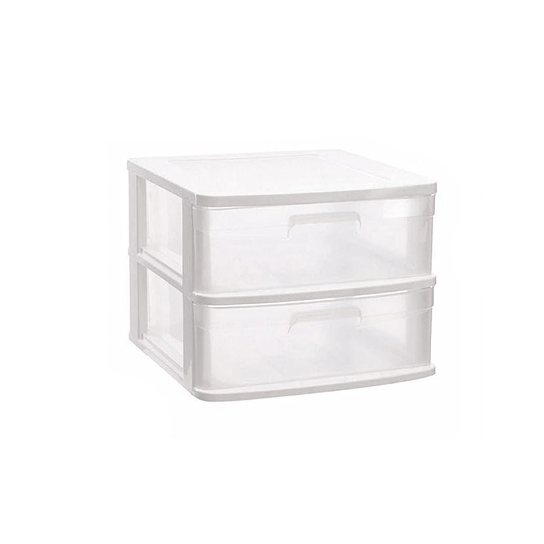 Cassettiera 2 cassetti PVC traslucido e bianco 39x40x33.5