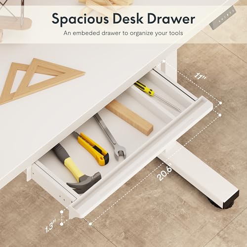 FLEXISPOT Electric Adjustable Workbench, 48x30 Inches Ergonomic Worktable with Drawer for Garage, Workshop, Office and Home, Spacious Desktop for Woodworking Sewing and Crafts, White, 3 Packages - image 5