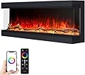 ALEXENT 3 Sided Electric Fireplace with Heater, Large 80" Fire Place Inserts with Wi-Fi/Remote Control, 3000W/1500W, Log Set & Crystal