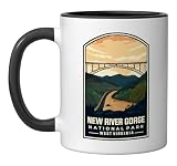 New River Gorge National Park West Virginia Ceramic Mug, Black/White