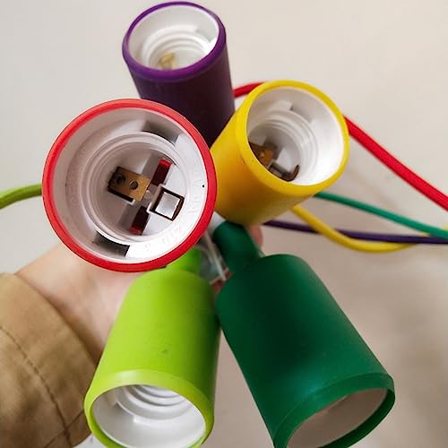 Lámpara retro colgante de techo E27 multicolor DIY con 8 luces regulables 6