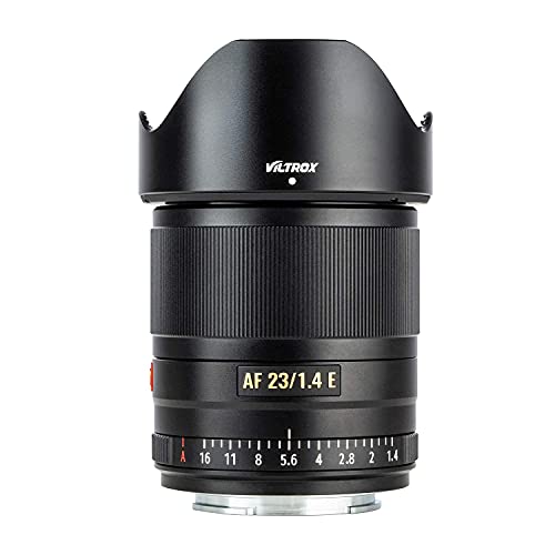 VILTROX AF 23mm F1.4 E-Mount Objektiv,Autofokus APS-C Weitwinkel Festbrennweite Objektiv (52 mm Filtergewinde) für Sony E Mount Kameras A7,A9,A6600,A6500,A6400,A5100 und Nex Serien,schwarz Cover