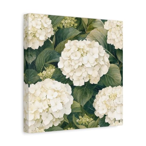 Toile hortensia blanc pour habiller un mur vide au-dessus de la chemine