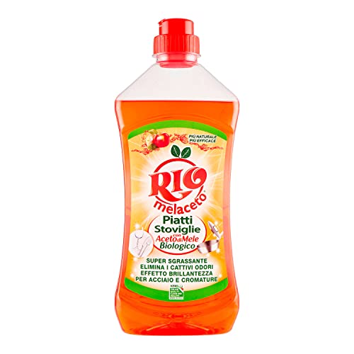 Rio Melaceto - Detergente líquido para platos y vajillas de 1 litro - Con vinagre de manzana orgánico - Desengrasa con fondo y elimina los malos olores