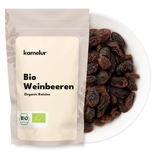 Kamelur 1kg dunkle BIO Rosinen ungeschwefelt - aromatische Weinbeeren schonend getrocknet und ungezuckert - hochwertige Rosinen BIO zum Verfeinern von Müsli & Co.