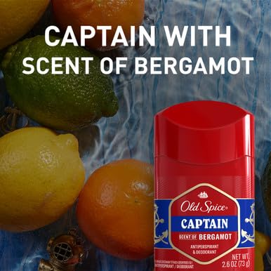 Old Spice Anti-Perspirant and Deodorant Stick, Captain, 2.6 oz (Pack of 2)