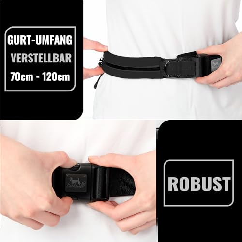 Barkswell Joggingleine Hunde mit Bauchgurt zum Laufen, Joggen, Wandern - Bauchgurt Hundeleine mit 2 Taschen für Wertsachen. - Freihandleine Hund für Grosse und Mittelgroße Hund