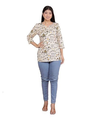 Image of Malikcraft Women's Rayon Printed Short Kurti Stylish Kurta for Women Trendy Short Kurta for Daily & Office Wear PR1