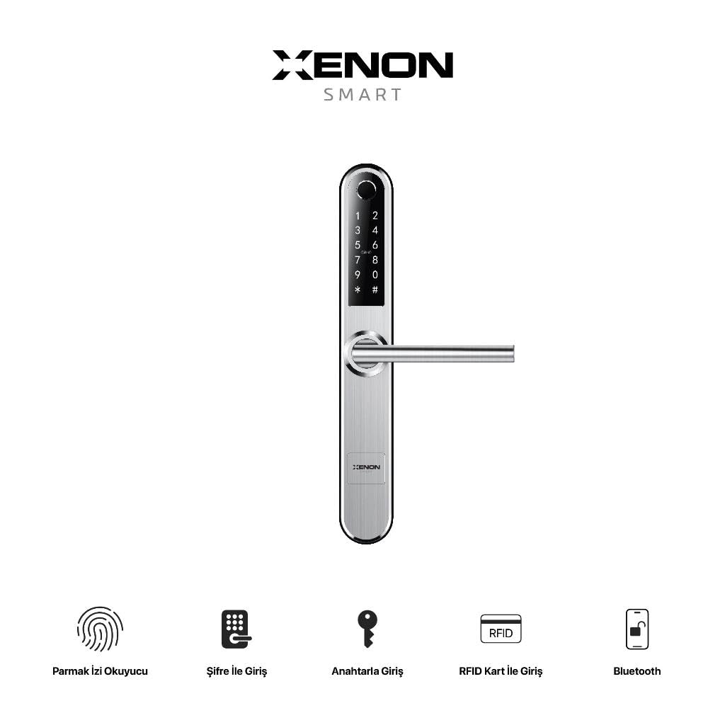 Xenon Smart Akıllı Kapı Kilidi | Parmak İzli Şifreli Bluetooth Gateway Uyumlu Paslanmaz Çelik Gövde (X8057)