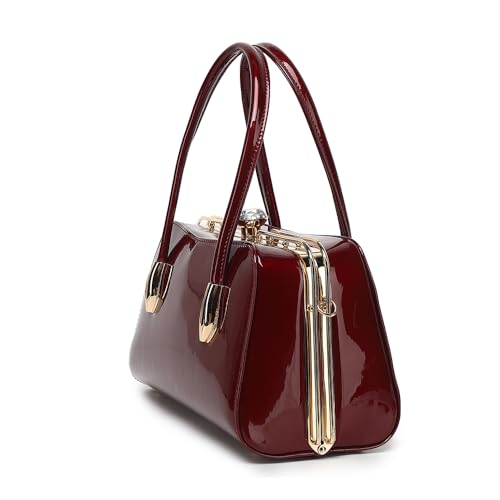 BOW FRAME SATCHEL WITH DETACHABLE SHOULDER STRAP PATENT LEATHER3