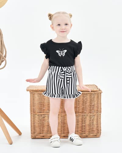 NZRVAWS Girl Clothes Toddler Girls Summer Outfit Heart Tank Top+Pink Shorts 2 Piece Clothing for Girl 1 2 3 4 5 6 7 T2