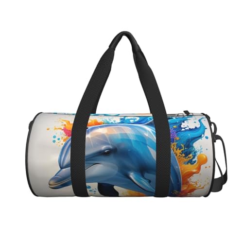 Dolphin Printed Travel Bag,Round Personal Item Storage bag,Foldie Duffel Bag for Traveling Vacation,Fitness,Sports2