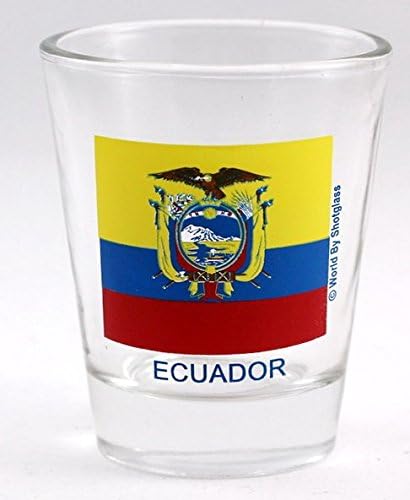 World By Shotglass/Copyrighted Design by agiftcorp Ecuador Flag Shot Glass
