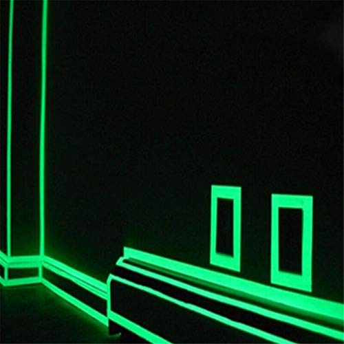 ErYao Glow in The Dark Tape Luminous Photoluminescent, Luminescent Emergency Roll Safety Egress Markers for Stairs, Walls, Steps, Exit Sign. Glowing Pro Theatre Stage Floor, 10m (White, 2cm Width)