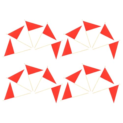 Marcado de obra con banderines de señalización triangulares rojos para exteriores y delimitación